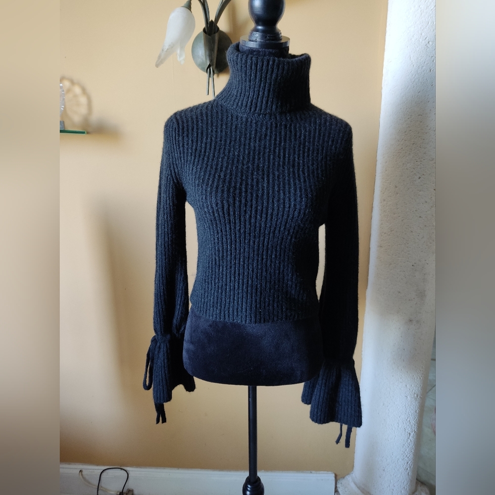 A.L.C. Ribbed Merino Wool-blend Turtleneck Cropped Sweater Size S/P